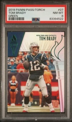 2/5 2019 PANINI PASS TORCH TOM BRADY GREEN #27 PSA 8 - Image 1 of 4