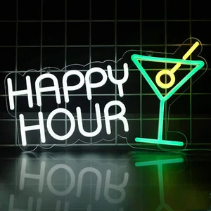 Happy Hour Neon Light - Cocktail Bar Sign - Pub Home Club etc LED - Picture 1 of 5