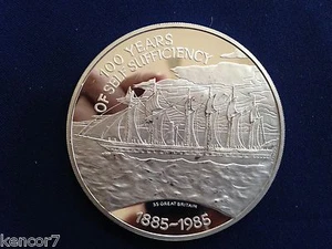 1985 Falkland Islands 25 Pounds 100 Years Self Sufficiency Silver Coin E0933 - Picture 1 of 7