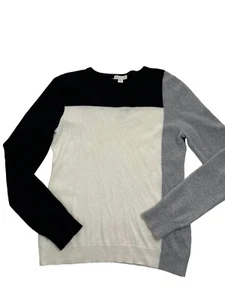 Garnet Hill Womens sweater Sz M Cashmere Color block Long Sleeve - Picture 1 of 8