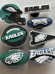 Set Of 7 PHILADELPHIA EAGLES American Football NFL Shoe Charms Party Decorations - Picture 1 of 8
