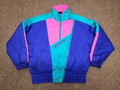 Chaqueta de nieve vintage años 80 90 Fera Ski Wear color bloqueado geométrico neón talla 12 Foto 1 de 4