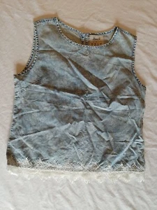 Ladies Top Denim Co Size 10 Sleeveless Blue 23352 - Picture 1 of 12
