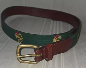 Smathers & Branson Belt Hand Stitched Needlepoint Green Size 36 RARE - Picture 1 of 11