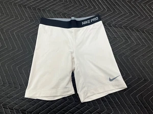 Nike Pro Compression Shorts Damen Small Weiß mit Schwarzem Bund Neu - Bild 1 von 3