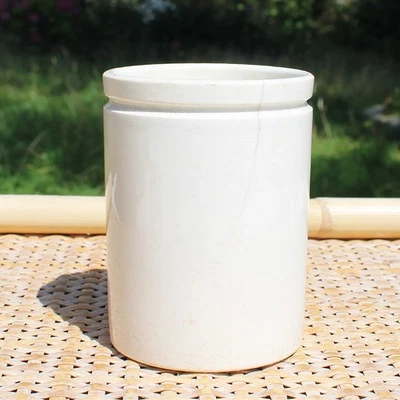 Ancien pot à pharmacie / pot à pommade en faïence 9.5 cm - Photo 1/4