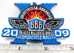 2009 Biker Blues & BBQ BBB 10th Motorcycle Rally Patch Fayetteville Arkansas - Picture 1 of 3