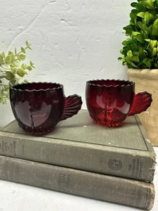 Paar Vintage neue Martinsville "Radiance" rubinrote Tasse 30er Jahre wunderschön - Bild 1 von 8