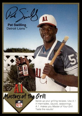 1994 - A1 Masters of the Grill PAT SWILLING Recipe Card DETROIT LIONS NFL CARD - Image 1 of 4