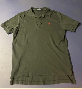 Polo Ralph Lauren Polo Shirt Mens M Black Short Sleeve Red Pony Cotton - Picture 1 of 4