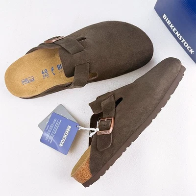 Birkenstock Boston Soft Footbed Mocha Suede Leather Women's & Men's Clogs Shoes - Image 1 of 4