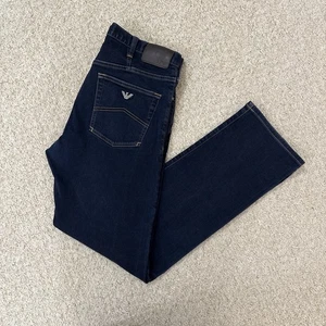 Pantalones de mezclilla Armani J21 para hombre W34 L32 azul marino botón mosca algodón recto regular - Imagen 1 de 19