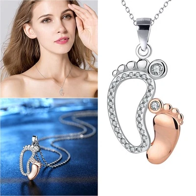  Collana a forma di moda con grandi piedi e piccoli piedi Collana con ciondolo - Immagine 1 di 4