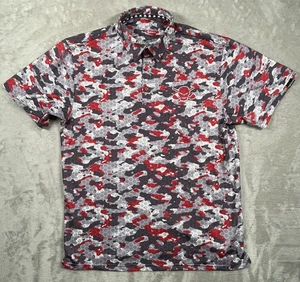 Tattoo Golf Camo Collection Polo Shirt Mens XL Red Gray Hex Skull Clubs Moisture - Picture 1 of 8