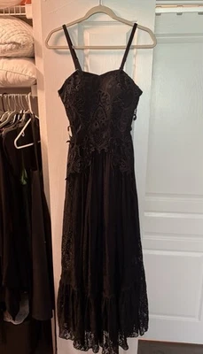 Punk Rave Black Floor Length Gown with Black Lace - Image 1 of 4