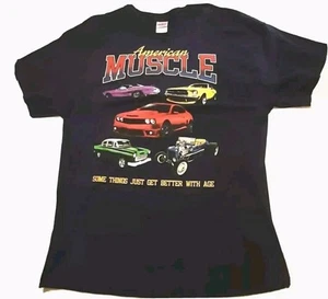 American Muscle Cars Navy BLUE Short Sleeved T-shirt Mens XL Classic Cars - Picture 1 of 6