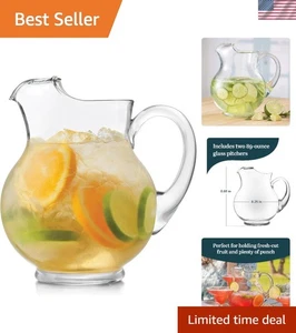 Juego de 2 jarras grandes de vidrio burbuja de 89 OZ - Dispensador de bebidas moderno para eventos - Imagen 1 de 11