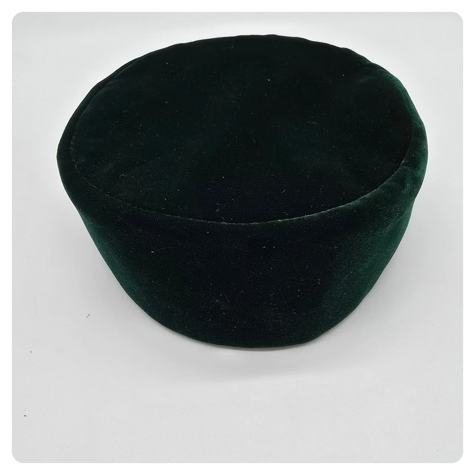 Sombrero pastillero de terciopelo vintage de los años 50 - verde profundo Foto 1 de 4