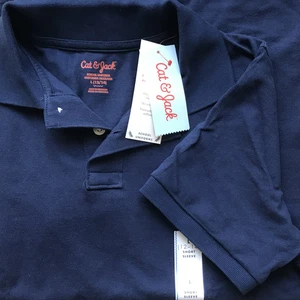 Cat & Jack Boys Pique School Uniform Polo Shirt, Large(12-14) Short Sleeve Navy - Picture 1 of 3