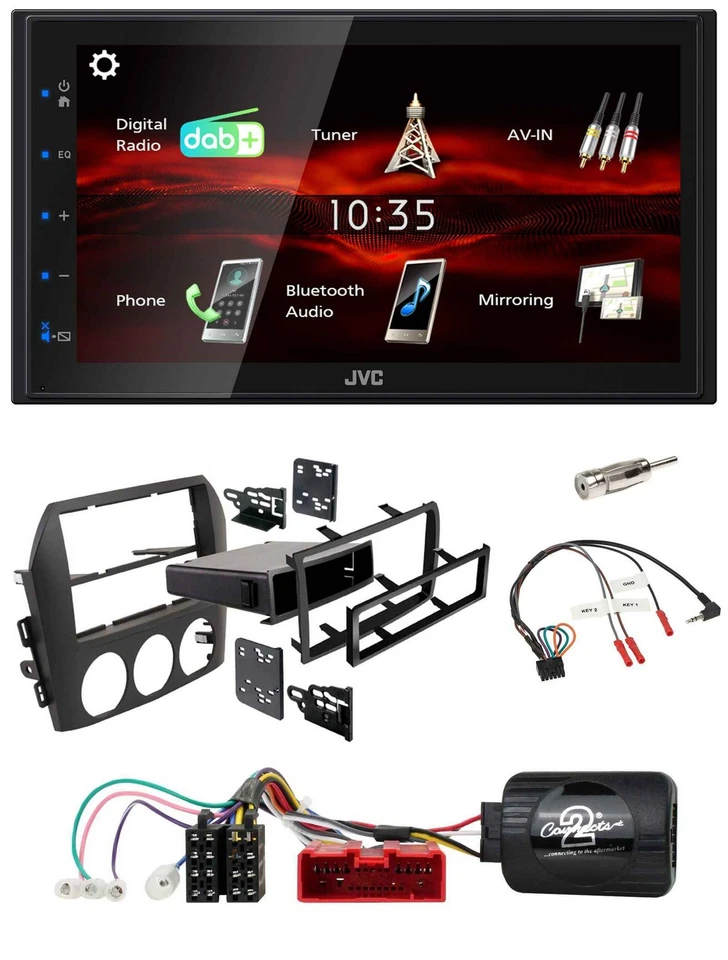 JVC USB Bluetooth Lenkrad DAB 2DIN Autoradio für Mazda MX 5 NC 05-08 schwarz - Bild 1 von 4