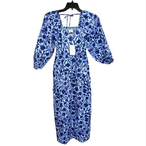 Universal Thread Dress Women’s Size S Blue Floral Midi New - Picture 1 of 7