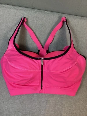 Victoria Secret VSX Sport Knockout Zip Front Bra 34DDD Push up Gym Neon Pink - Image 1 of 4