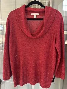 Maglione rosso collo cappuccio Emaline grande invernale grazioso scintillante natalizio - Foto 1 di 4