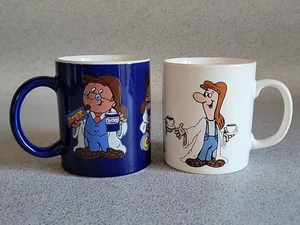 Pair Of Tetley Tea Folk & Cadbury's Time Out Advertising Mugs Cups Vintage - Foto 1 di 8