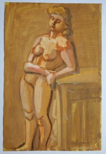Gemälde Aquarell Mischtechnik Akt Stehend Edvard Frank Nachlass Signiert - Picture 1 of 12