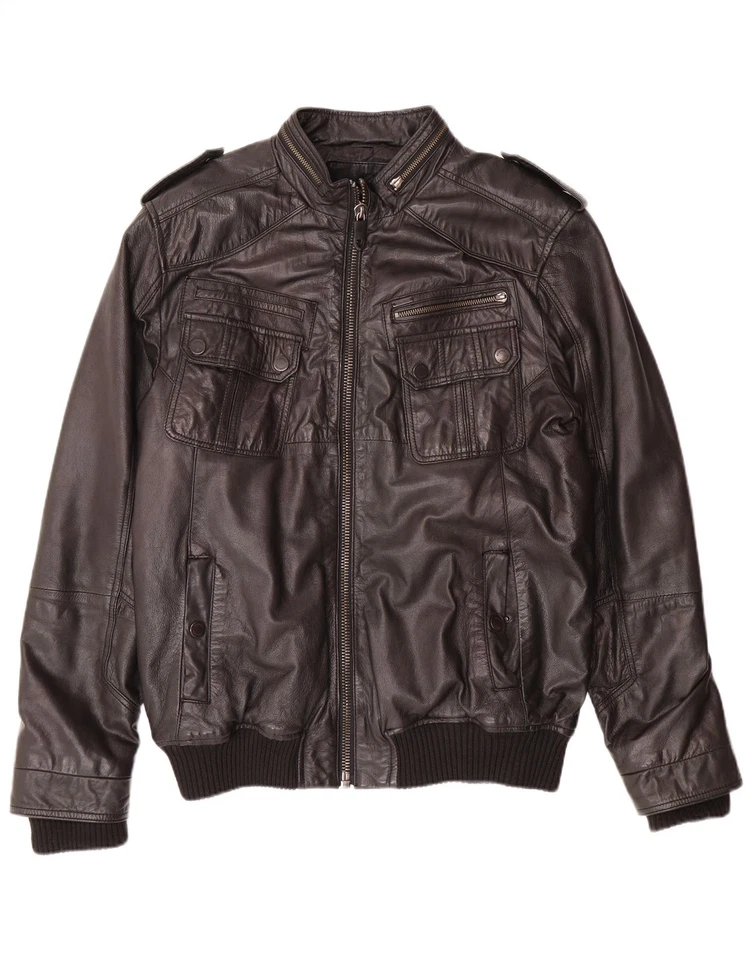 AVIATRIX Mens Leather Jacket UK 40 Large Black Leather JN15 - Image 1 of 4