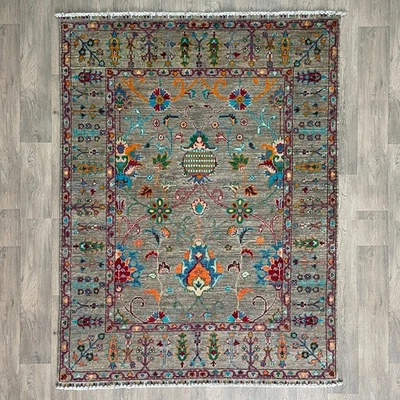 203 x 152cm Vintage Handmade Afghan Carpet Sultani Traditional Oriental Wool Rug - Image 1 of 4