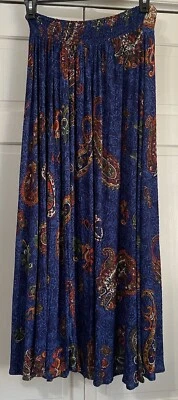 Falda midi vintage Carole Little azul cachemir años 90 Cottagecore para mujer 6 EE. UU. Foto 1 de 4