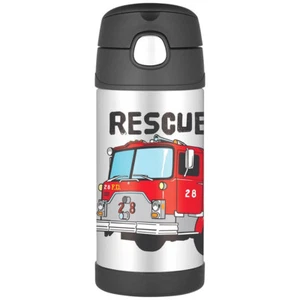 THERMOS Funtainer S/S Straw 355ml Vacuum Insulated Beverage Bottle Fire Truck! - Bild 1 von 1