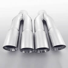 22 inch Quad 4" Out 4" Inlet Exhaust Tips Dual Wall Stainless Steel Truck Diesel