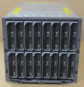 Dell PowerEdge M1000E Chassis W/ 16x M620 Blade Server 8xE5-2680 24xE5-2680v2 ++ - Picture 1 of 2