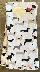 Cynthia Rowley Winter Dogs Scarf Beanie Dish Towels Kitchen Towels Set 2 - Picture 1 of 1