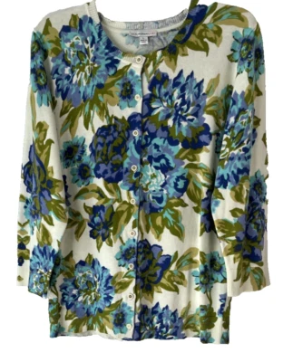 Suéter Cárdigan Isaac Mizrahi Botón Talla L Azul Floral A3222880 Mujer CBX20 Foto 1 de 4