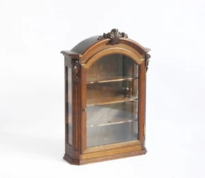 Antique Wooden French Display Cabinet with Carved Ornaments and Shelves - Picture 1 of 7