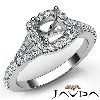 Halo U Cut Prong Cushion Semi Mount Diamond Engagement Ring Platinum 950 0.5Ctw - Image 1 of 4