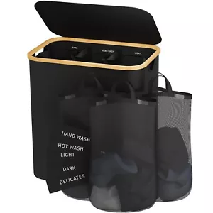 Laundry Hamper 3 Section, 145L Dirty Clothes Hamper with Lid, Extra Large Lau... - Picture 1 of 7