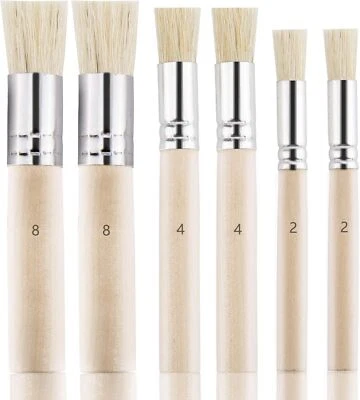 LUTER 6Pcs Wooden Stencil Brushes, Natural Bristle Stencil Brushes for Acrylic Pain...