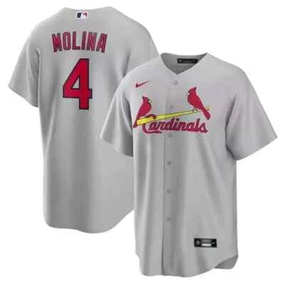 Camiseta deportiva para hombre Yadier Molina St. Louis Cardinals Nike Road Player 2022 MLB #4 gris Foto 1 de 4