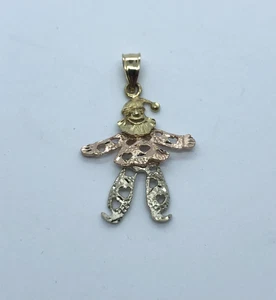 14k Gold Gelb Weiß Rose Tri Farbe Beweglicher Clown Charm Anhänger 1,8g - Bild 1 von 3