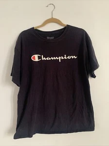 Men’s Large T-Shirt Short Sleeve round Neck Champion Navy Blue L - Picture 1 of 11