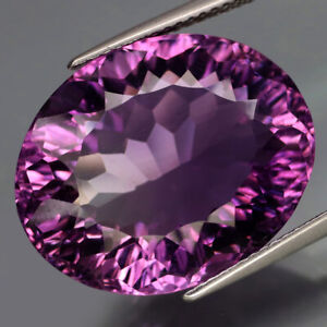 20.28Ct.100%Natural HUGE Amethyst Bolivia Oval Concave Cut Full Fire&CLEAN!