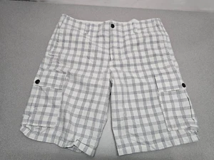 Dockers Mens Size 36 (36x10) White Checked Chino Cargo Casual Dress Shorts - Picture 1 of 5