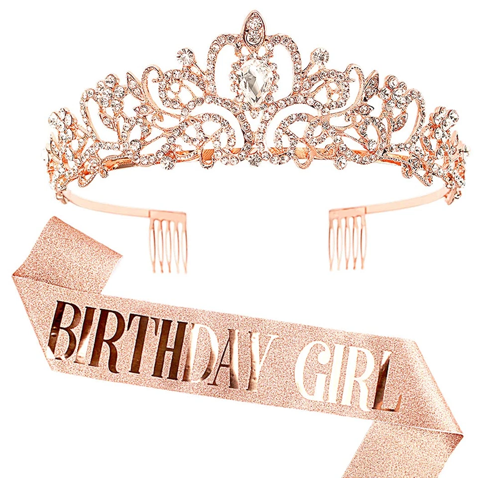 Conjunto de tiara e faixa de strass para aniversário menina faixa e tiara para mulheres B... - Imagem 1 de 4