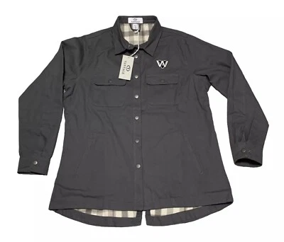 Camisa de trabajo grande Vantage para mujer chaqueta de manga larga gris lona franela chamarra Foto 1 de 4