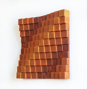 Wood Parametric 3D Wall Sculpture with Gradient Effect in Brown Colors - 16 in