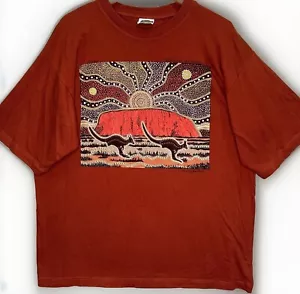 Aboriginal Danny Eastwood Mens Shirt Red Size XXL Cotton Australia Art - Picture 1 of 11